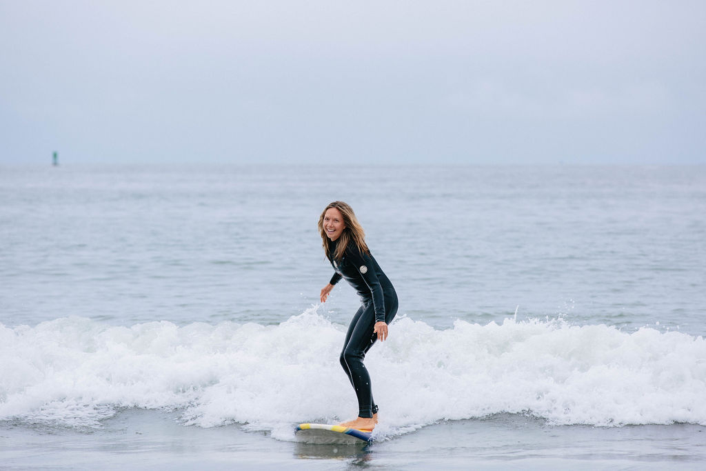 sarah surfing in cayucos