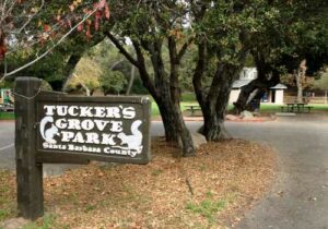 The front entrance to Tucker's grove mountain bike trail in Santa Barbara.