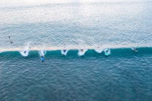 bali surfers from above